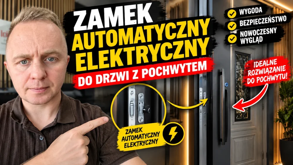 Zamek automatyczny elektryczny do drzwi z pochwytem - trzy języki zamka w drzwiach Barański